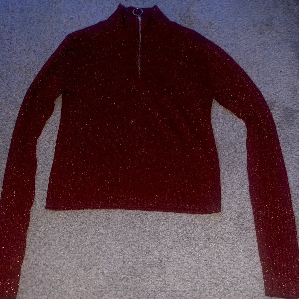 Orange (sparkly) zipper up long sleeve